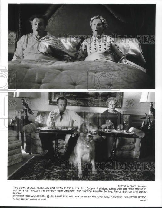1996 Press Photo Jack Nicholson and Glenn Close in Mars Attacks - cvp09243 - Historic Images