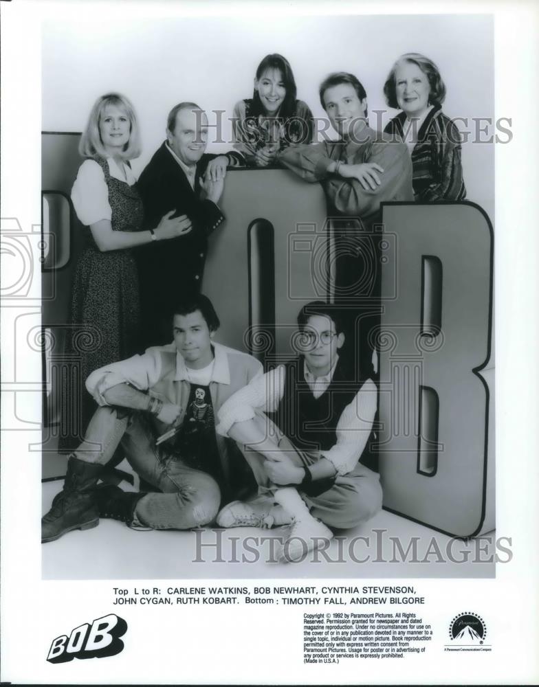 1992 Press Photo Carlene Watkins Bob Newhart Cynthia Stevenson John Cygan - Historic Images