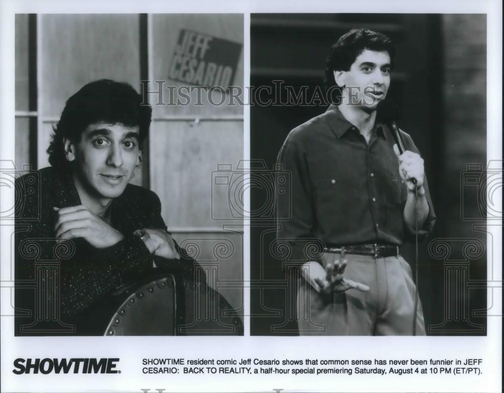 1990 Press Photo Jeff Cesario Stand-Up Comedian on Back to Reality Showtime - Historic Images