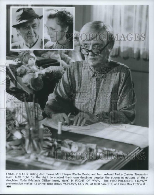 1983 Press Photo Bette Davis James Stewart and Melinda Dillon in Right of Way - Historic Images