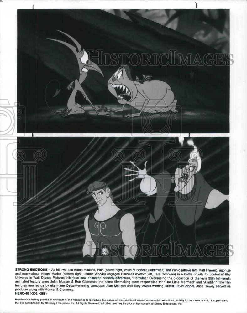 1997 Press Photo Pain Panic and Hercules in Hercules animated Cartoon Movie - Historic Images