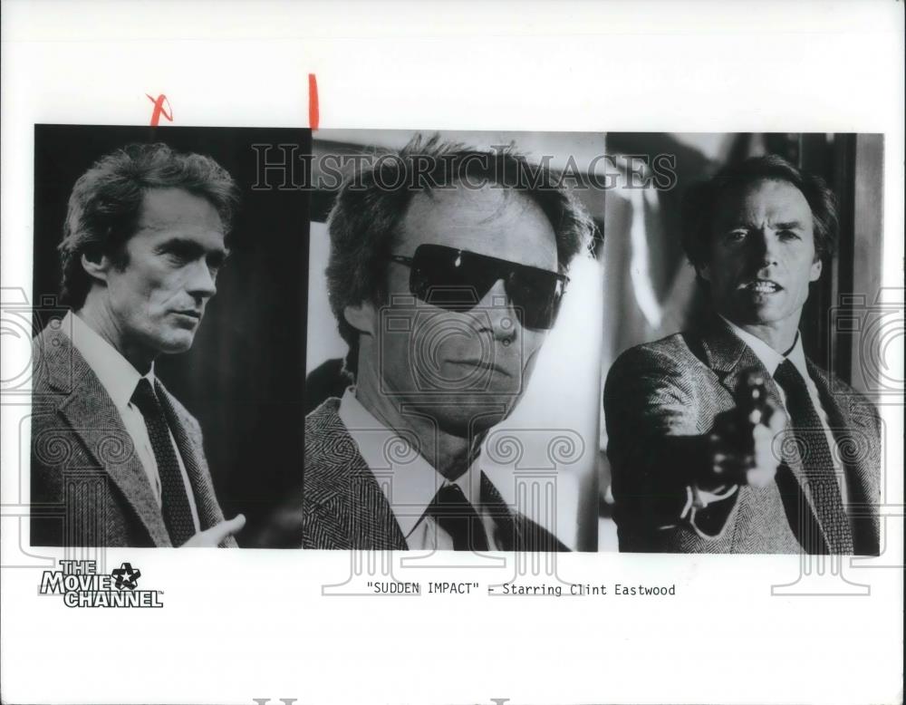 1985 Press Photo Clint Eastwood in scenes from Sudden Impact movie film - Historic Images