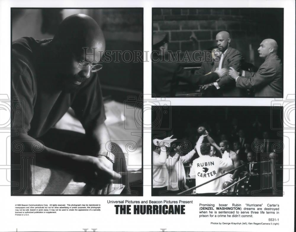 1999 Press Photo Denzel Washington in The Hurricane - cvp11560 - Historic Images