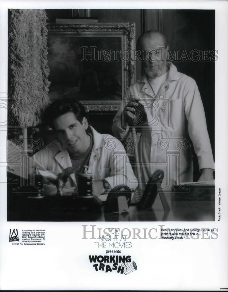 1990 Press Photo Ben Stiller and George Carlin in Working Trash - Historic Images