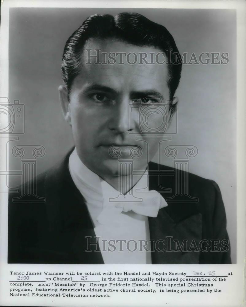 Press Photo Tenor James Wainner will be soloist with Handel and Hayden society - Historic Images