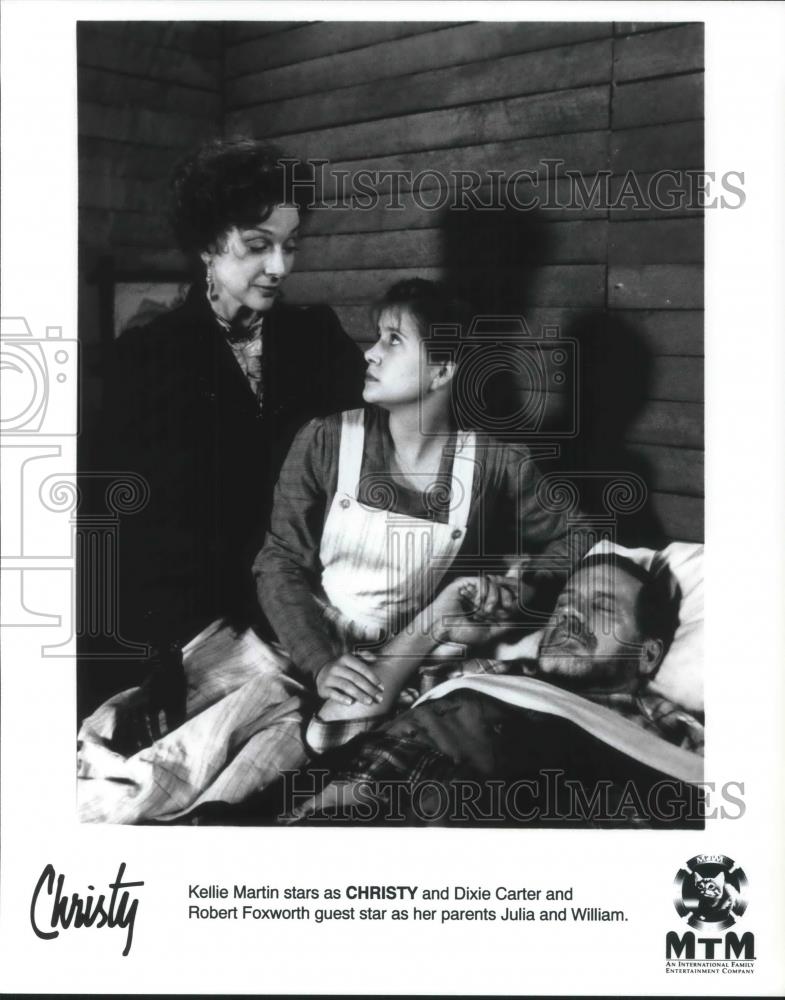 1994 Press Photo Kellie Martin, Dixie Carter &amp; Robert Foxworth on Christy - Historic Images