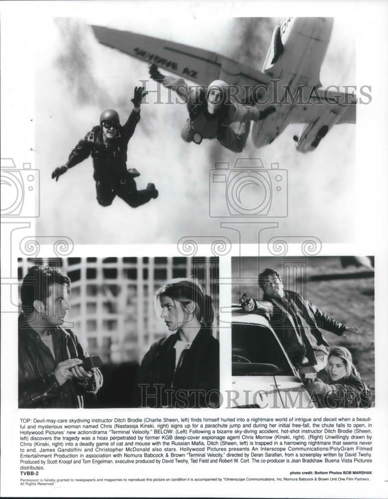 1994 Press Photo Nastassja Kinski and Charlie Sheen star in Terminal Velocity - Historic Images