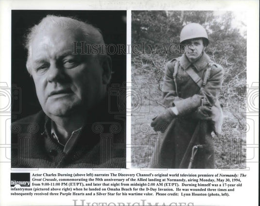 1994 Press Photo Charles Durning Narrating Normandy:The Great Crusade - Historic Images