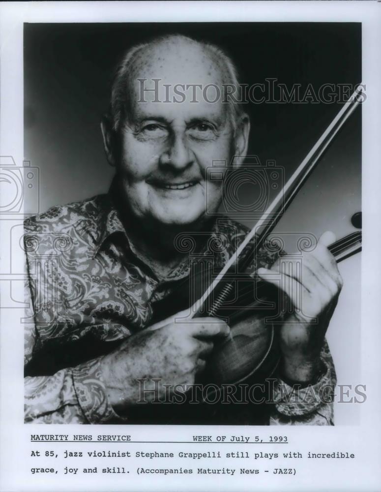 1993 Press Photo Stephane Grappelli Jazz Violinist - cvp15444 - Historic Images