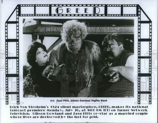 1990 Press Photo 1924 Copy Gibson Gowland Zasu Pitts and Hughie Mack in Greed - Historic Images