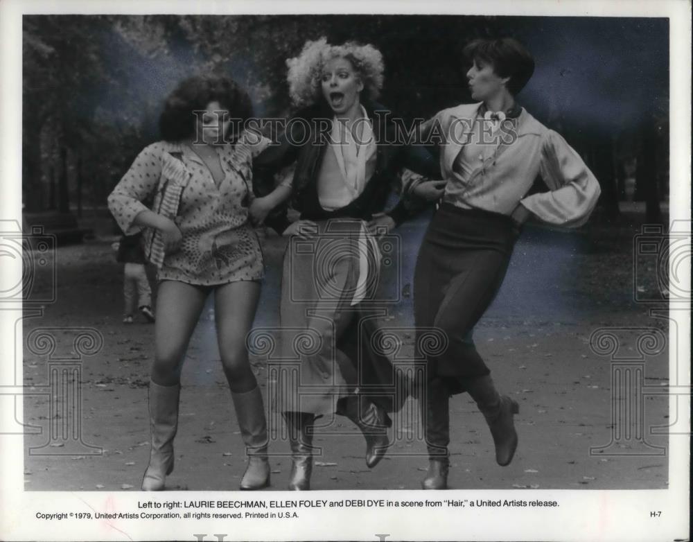 1979 Press Photo Laurie Beechman Ellen Foley Debi Dye star in Hair movie film - Historic Images
