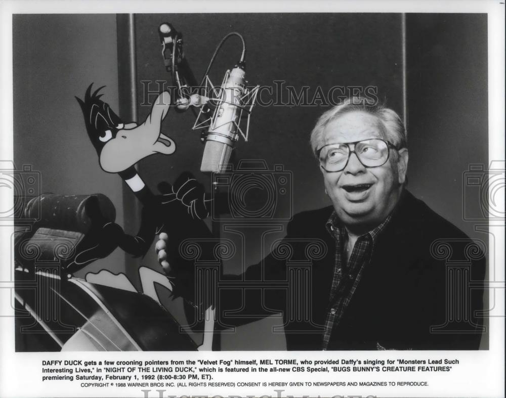 1988 Press Photo Daffy Duck &amp; Mel Torme in Night of the Living Duck - cvp09129 - Historic Images