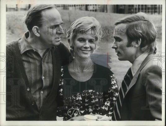 1973 Press Photo Ingmar Bergman Bibi Anderson Dick Cavett on Dick Cavett Show - Historic Images