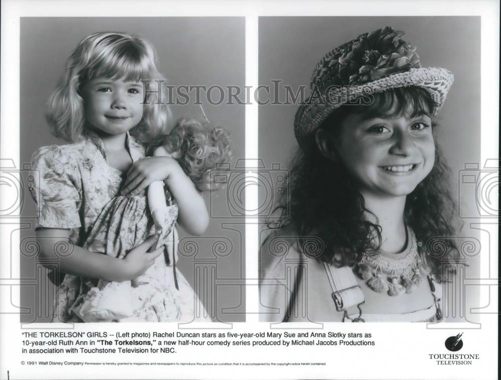 1991 Press Photo Rachel Duncan &amp; Mary Sue &amp; Anna Slotky in The Torkelsons - Historic Images
