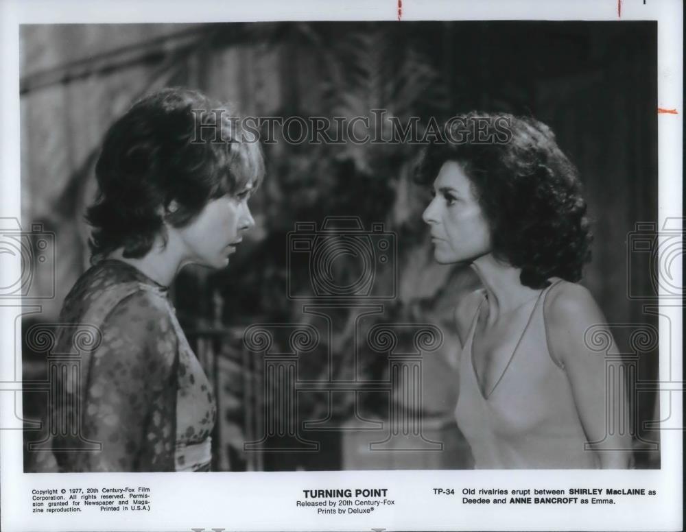 1977 Press Photo Shirley MacLaine &amp; Anne Bancroft in Turning Point - cvp13589 - Historic Images