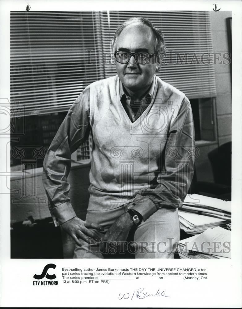 1986 Press Photo James Burke Author Hosts The Day the Universe Changed - Historic Images