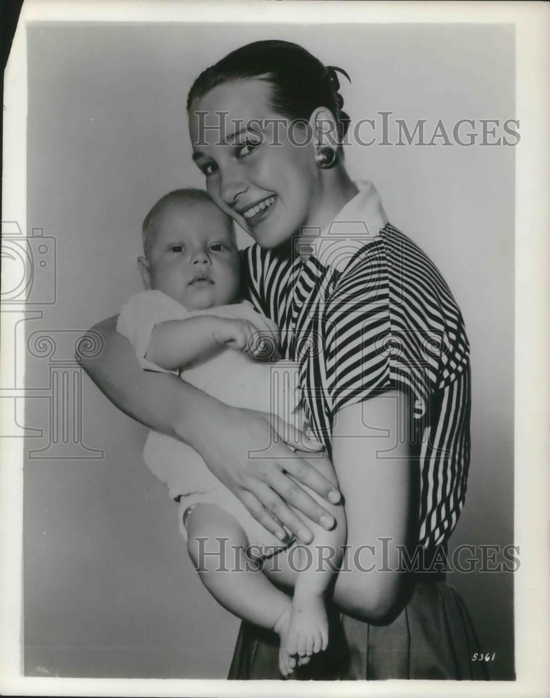 1957 Press Photo Taina Elg MGM Contract Star Actress with new baby - cvp06125 - Historic Images
