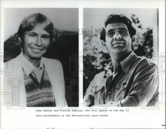 1984 Press Photo John Denver Country Singer Placido Domingo Opera Singer - Historic Images