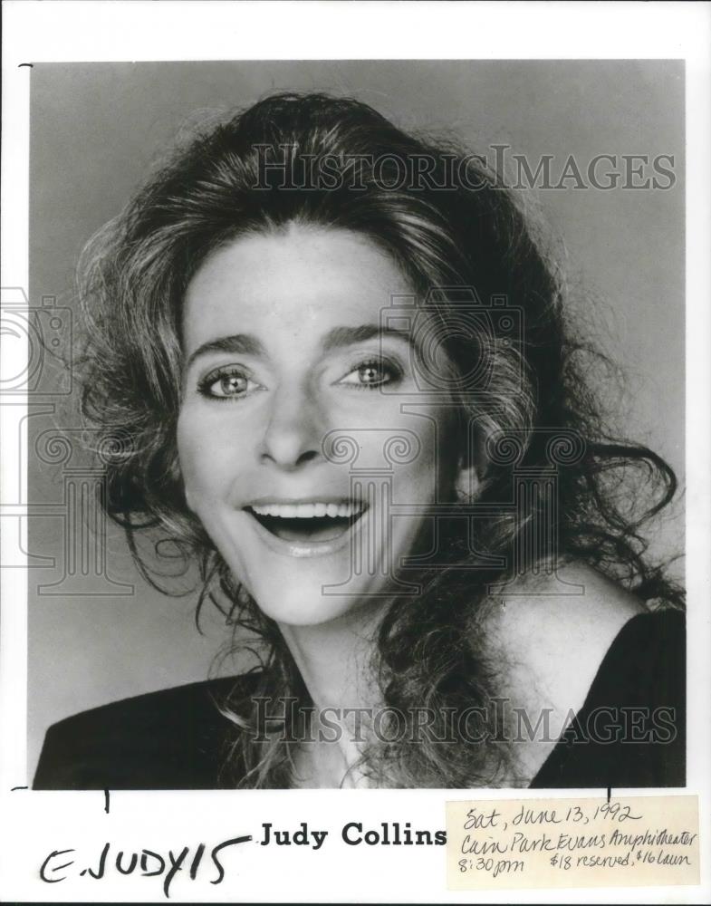 1992 Press Photo Judy Collins Folk Rock Singer Songwriter Musician - cvp02512 - Historic Images