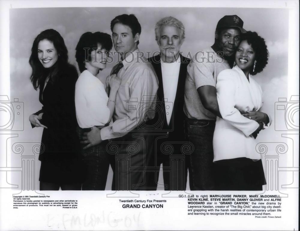 1992 Press Photo Mary-Louise Parker, Kevin Kline &amp; Danny Glover in Grand Canyon - Historic Images