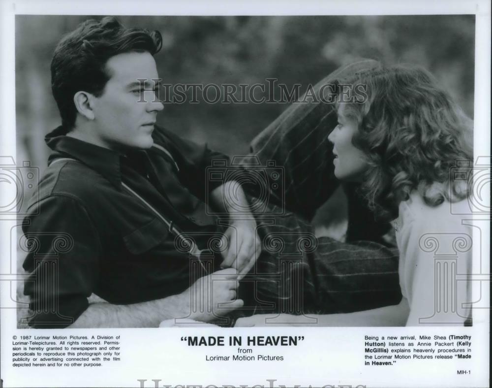 1987 Press Photo Timothy Hutton and Kelly McGillis in Made in Heaven - cvp09497 - Historic Images