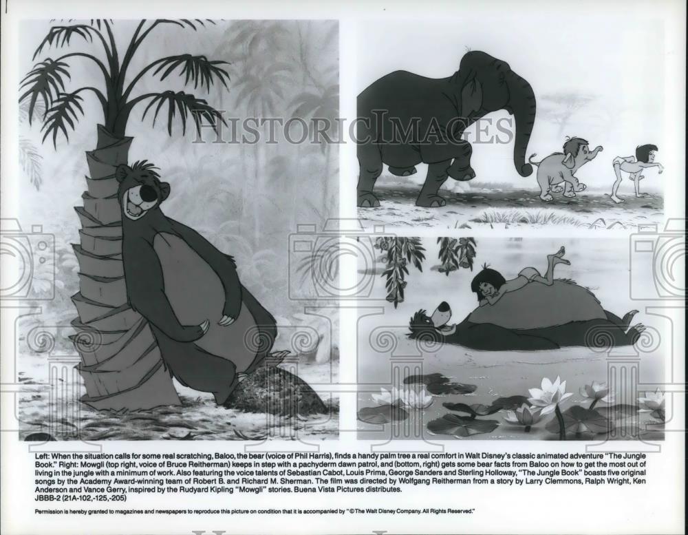 1991 Press Photo Baloo, the Bear with Jungle Boy Mowgli in The Jungle Book - Historic Images