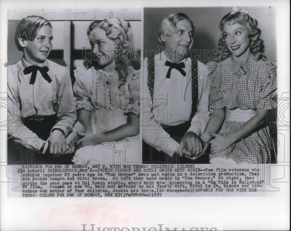 1955 Press Photo Jackie Coogan and Mitzi Green in Tom Sawyer - cvp02757 - Historic Images