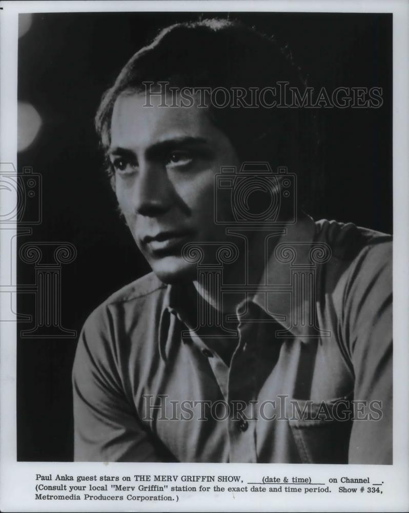 1973 Press Photo Paul Anka Guest Stars On The Merv Griffin Show - cvp14783 - Historic Images