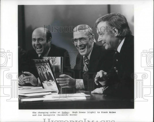 1977 Press Photo Hugh Downs, Frank McGee & Joe Garagiola of Today - 210 - Historic Images
