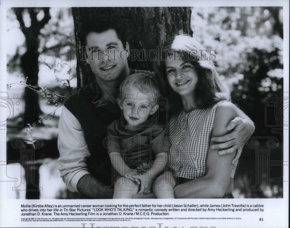 1990 Press Photo Kirstie Alley, Jason Schaller &amp; John Travolta Look Whos Talking - Historic Images