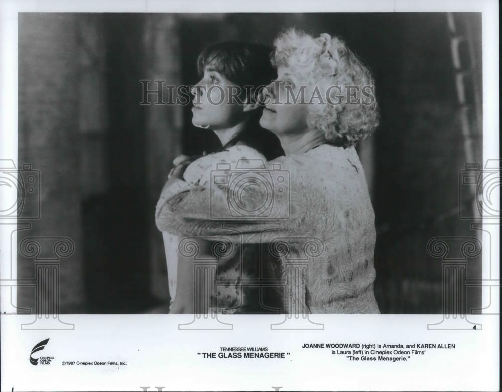 1987 Press Photo Joanne Woodward &amp; Karen Allen in The Glass Menagerie - Historic Images