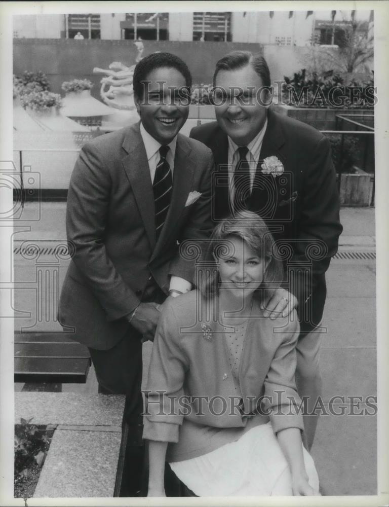1985 Press Photo Bryant Gumbel, Jane Pauley &amp; Willard Scott on Today - cvp10532 - Historic Images