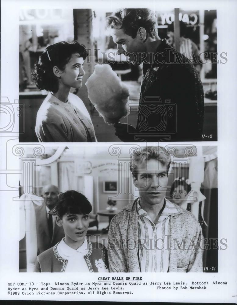 1989 Press Photo Dennis Quaid &amp; Winona Ryder in Great Balls of Fire - cvp11016 - Historic Images