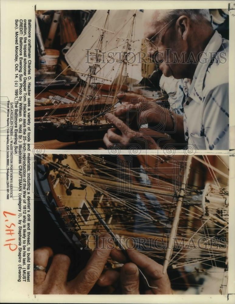 1991 Press Photo Charles O. Hacker Baltimore craftsman - cvp17788 - Historic Images