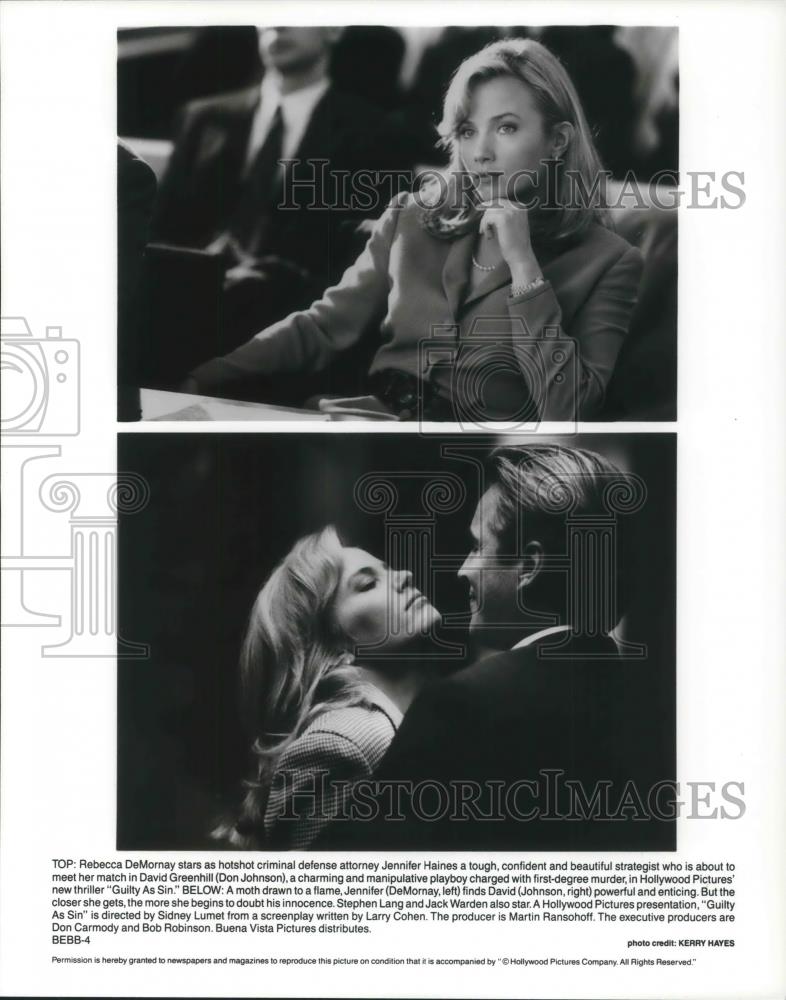 1990 Press Photo Don Johnson &amp; Rebecca DeMornay in Guilty as Sin - cvp10593 - Historic Images