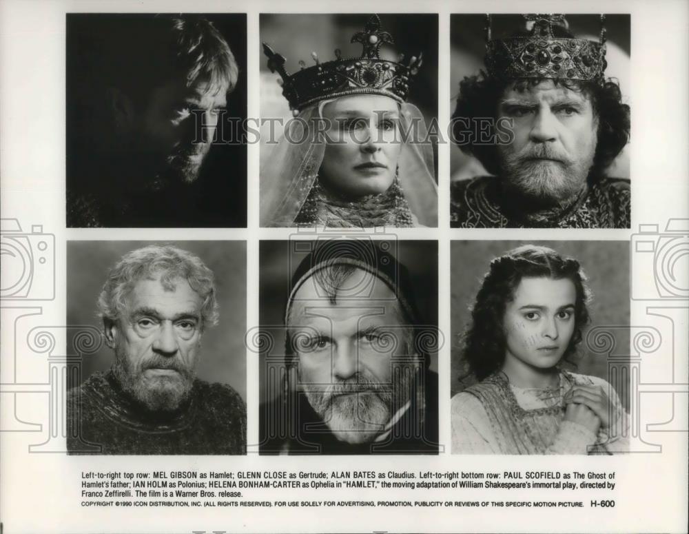 1991 Press Photo Mel Gibson GLenn Close Alan Bates Paul Scofield And Ian Holm - Historic Images