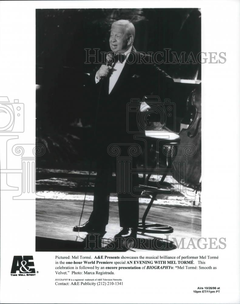 1996 Press Photo Mel Torme stars on An Evening with Mel Torme A&amp;E Biography - Historic Images