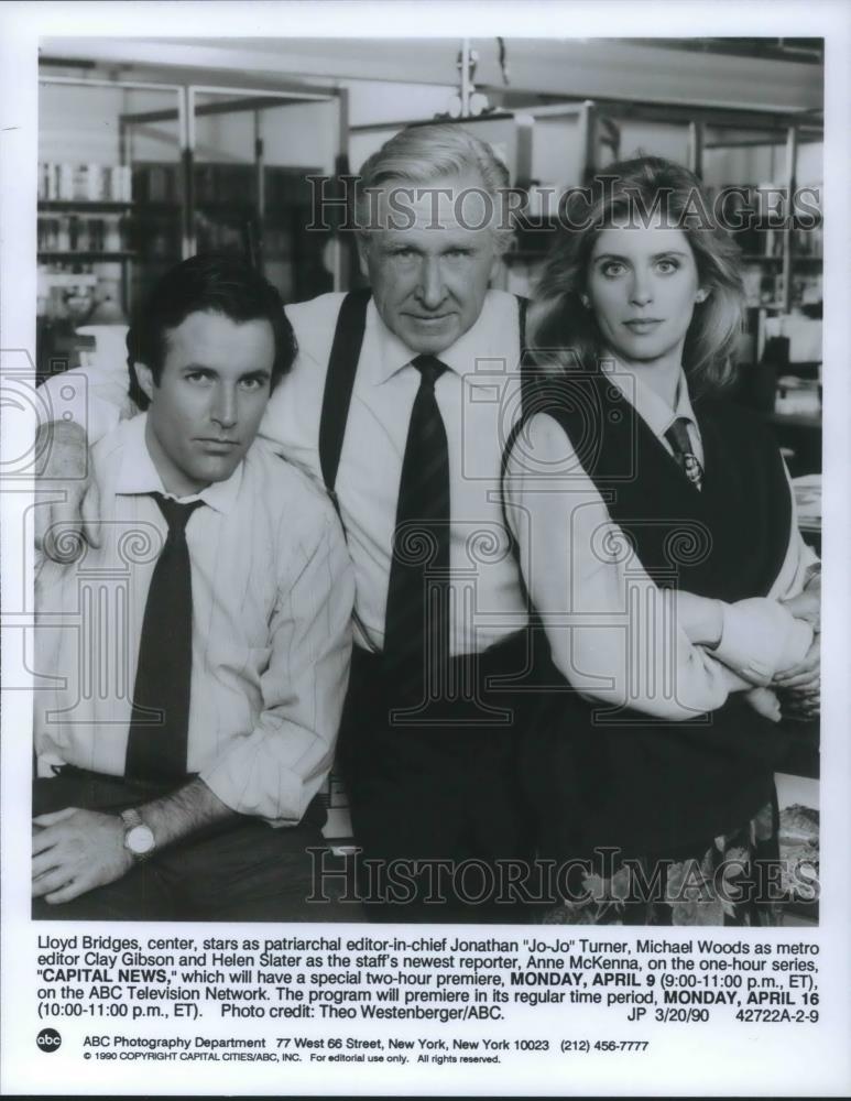 1990 Press Photo Lloyd Bridges Michael Woods Helen Slater on Capital News - Historic Images