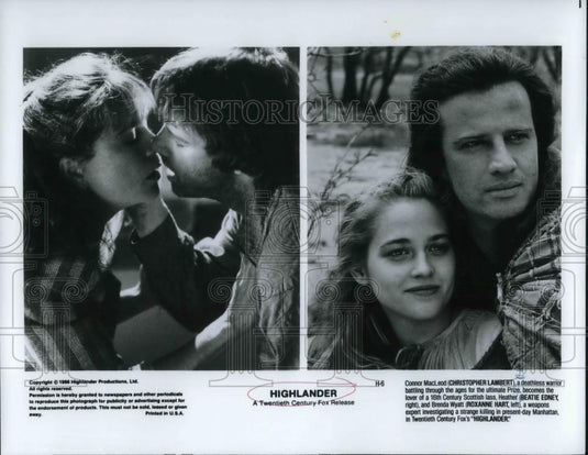 1986 Press Photo Christopher Lambert Beatie Edney Roxanne Hart in Highlander - Historic Images