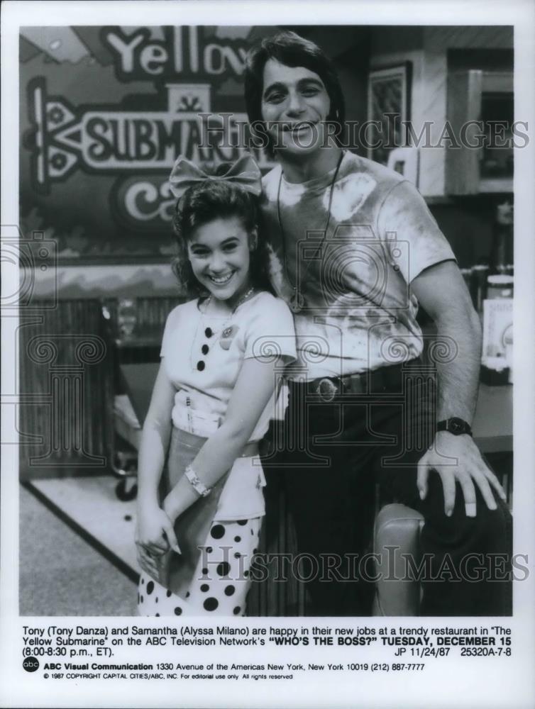 1987 Press Photo Alyssa Milano &amp; Tony Danza in Who&#39;s the Boss? - cvp19705 - Historic Images