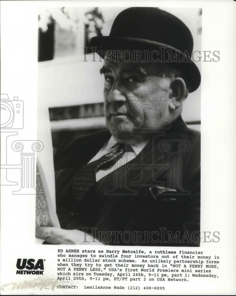 1990 Press Photo Ed Asner in Not a Penny More, Not a Penny Less - cvp08649 - Historic Images