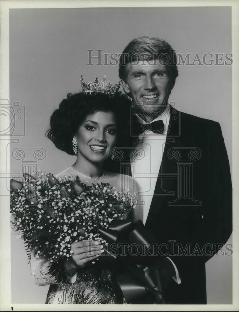 1984 Press Photo Suzette Charles Miss America & Gary Collins to Host Pageant - Historic Images