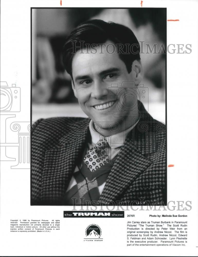 1999 Press Photo Jim Carrey in The Truman Show - cvp07769 - Historic Images