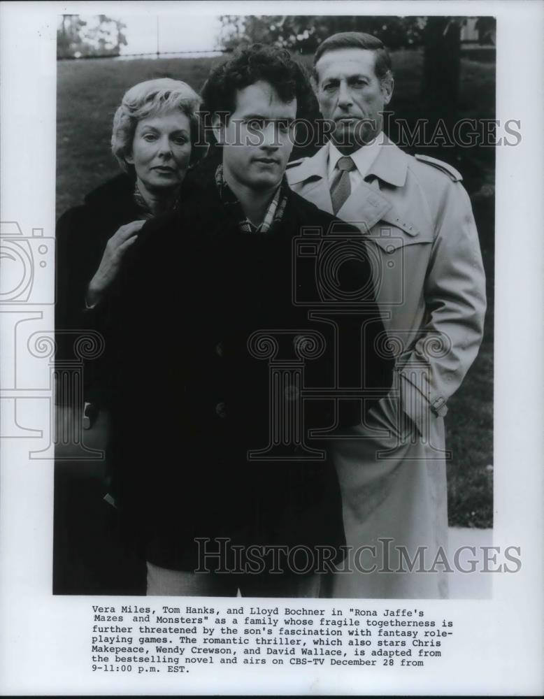 1986 Press Photo Vera Miles Tom Hanks Lloyd Bochner Rona Jaffe's Mazes Monsters - Historic Images