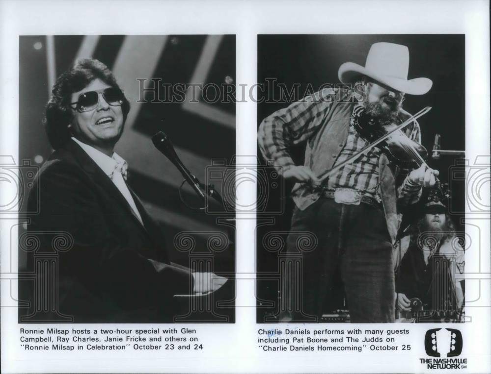1986 Press Photo Ronnie Milsap &amp; Charlie Daniels - cvp02839 - Historic Images