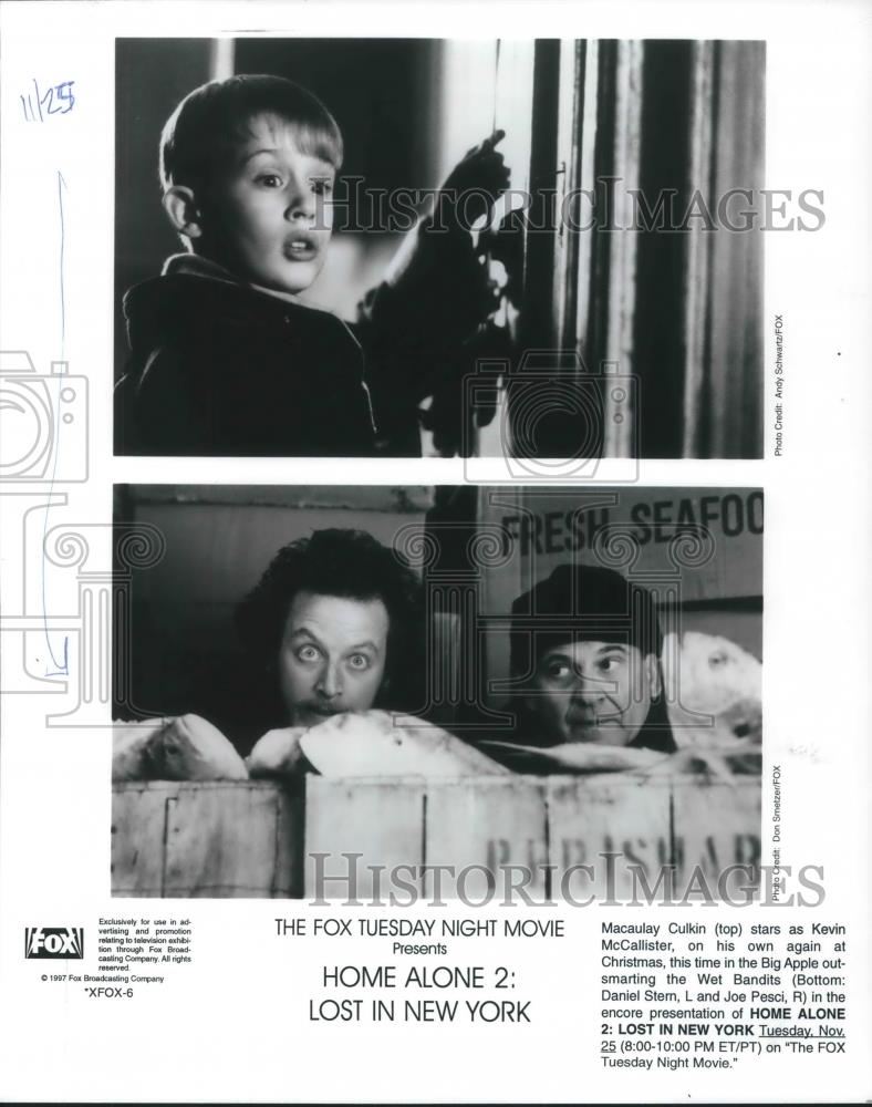 1992 Press Photo Macualay Culkin,Daniel Stem &amp; Joe Pesci in Home Alone 2 - Historic Images