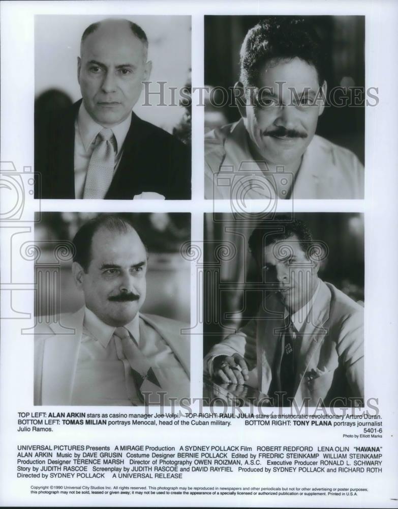 1991 Press Photo Alan Arkin Tomas Milian Tony Plana Raul Julia in Havana - Historic Images