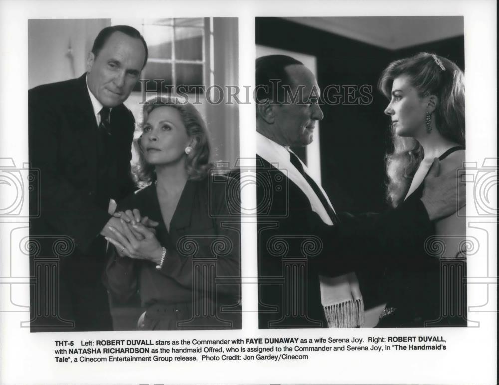 1991 Press Photo Robert Duvall Faye Dunaway Natasha Richardson in Handmaids Tale - Historic Images