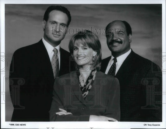 1996 Press Photo Jane Robelot Mark McEwen Jose Diaz-Balart on CBS This Morning - Historic Images