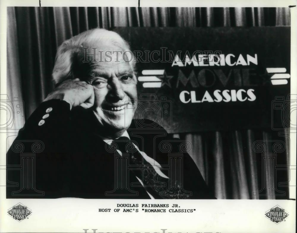 1991 Press Photo Douglas Fairbanks Jr Hosting AMC&quot;s Romance Classics - cvp11724 - Historic Images
